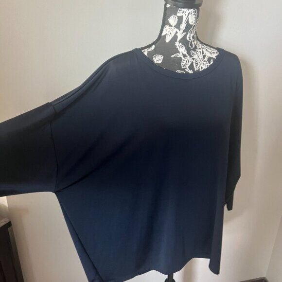 Chico's Travelers Size 3 Women's Wedge Top Navy Blue Stretchy NWT - Picture 5 of 7